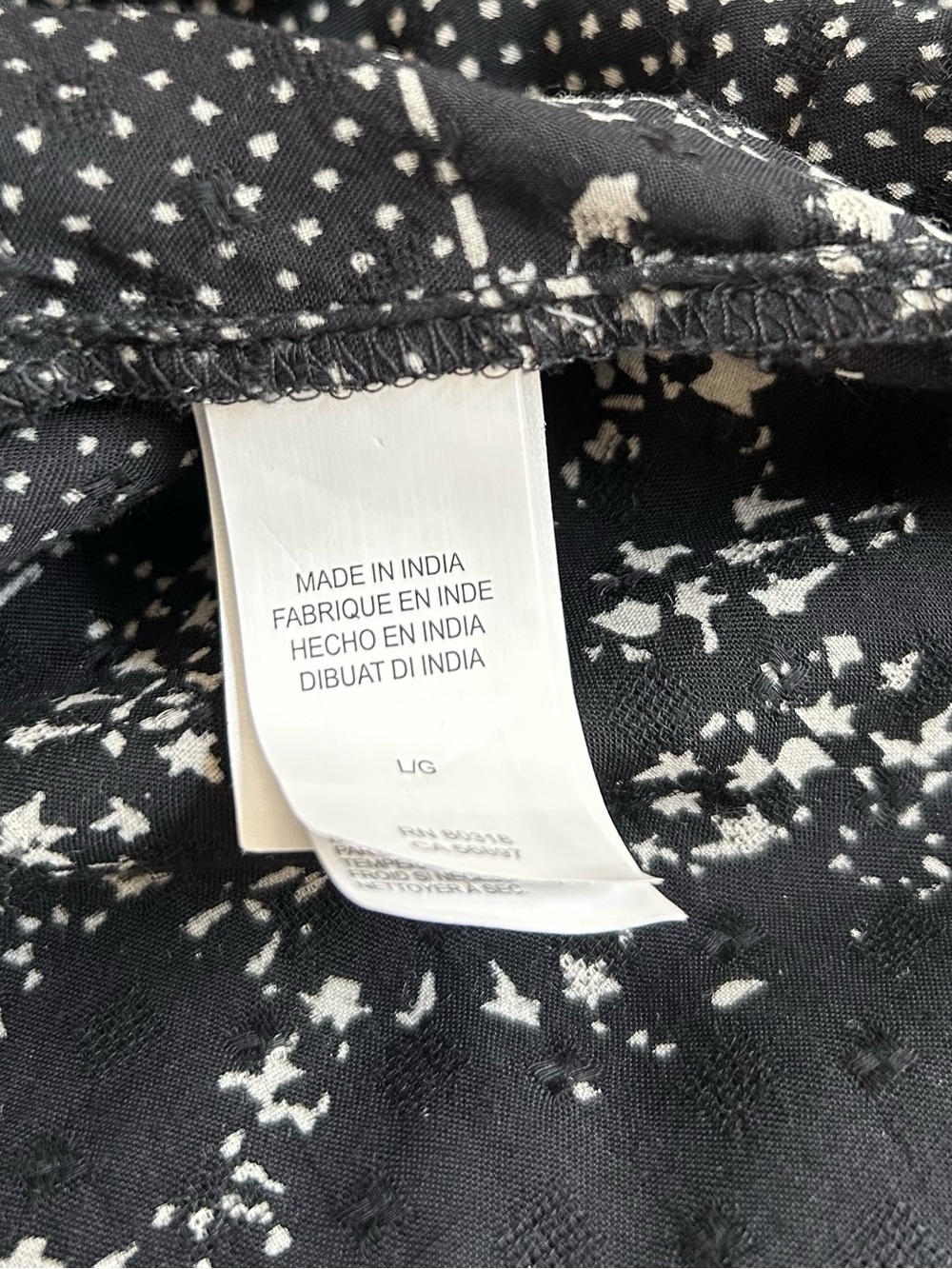 Lucky Brand Stars Print Peasant Blouse Size L - Picture 7 of 9